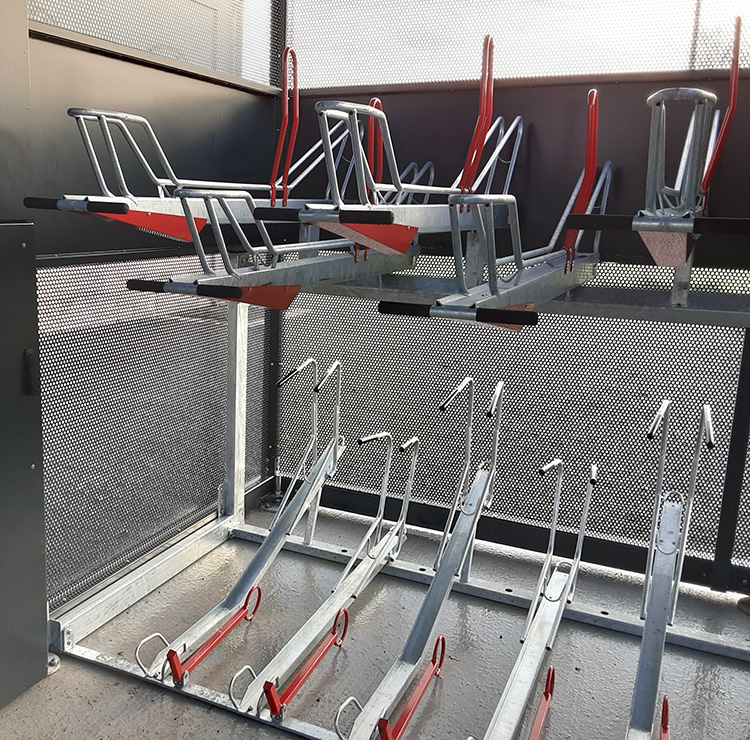 Supports velos pour optimisation du stationnement dans un parc à vélos fermé NOMAD