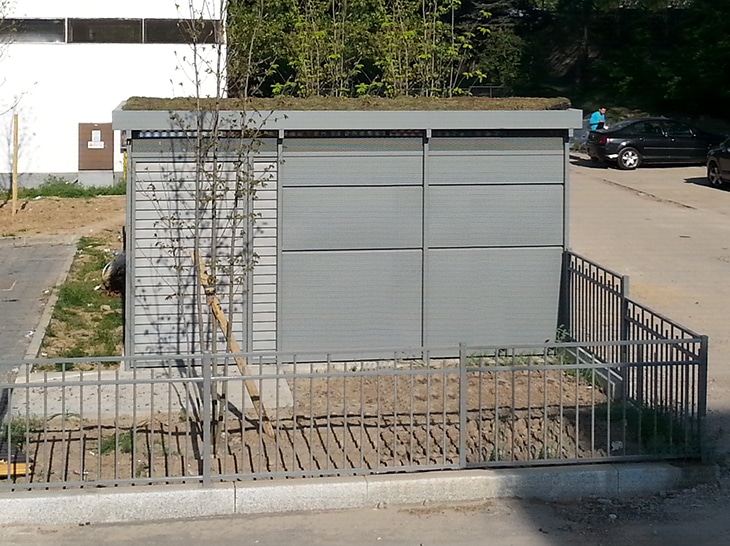 Abri conteneur - Modèle Beauvais Parc avec toiture végétale - Asnières 92