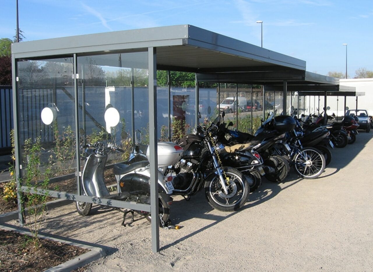 Abri cycles (vélo-moto) - Beaulieu - 4 modules gris - MEDIPOLE Toulouse (31)