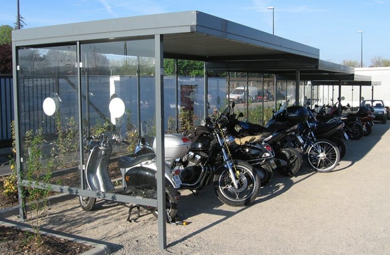 Abri cycles (vélo-moto) - Beaulieu - 4 modules gris - MEDIPOLE Toulouse (31)