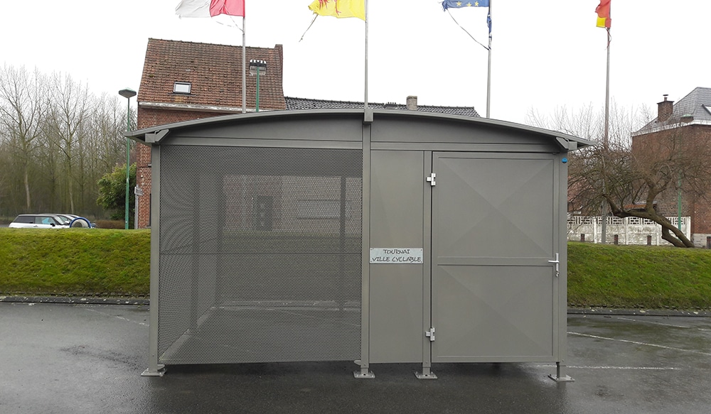 Abri Plus - Parking velos sécurisé - Modul Ere - Porte serrure clé - Wolters Mabeg - Tournai Belgique