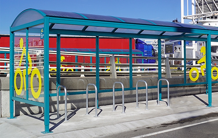 Abri Plus pour SEPD - Zone abri dédiée aux vélos avec bornes range velos - Port de Boulogne Calais (62)