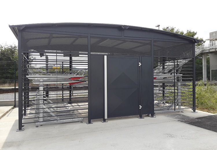 Abri velos collectif - Modul'Ere - Colas Sud Ouest - Gare SNCF Saint-Astier (24)- Supports velos 2 étages