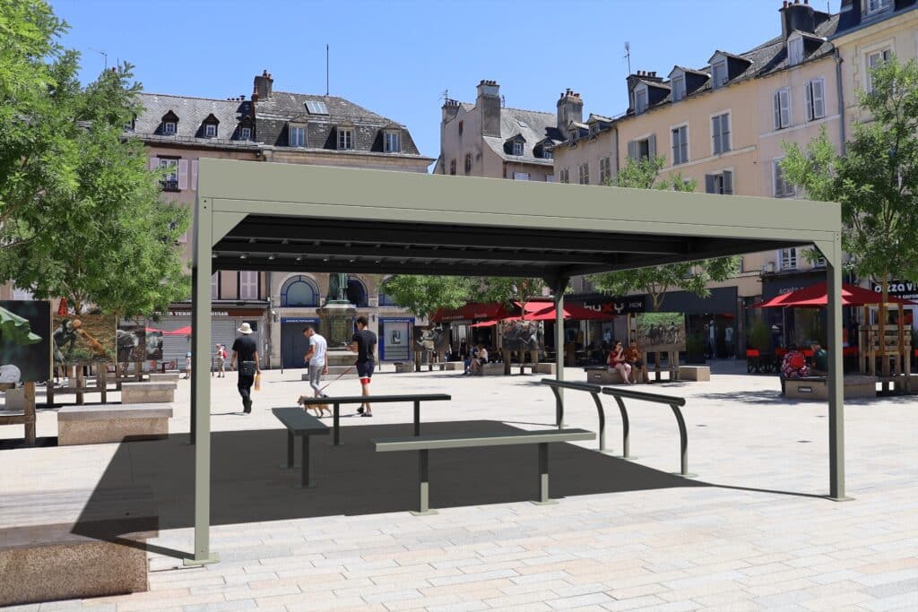 Abriplus - Ombrière lieu public - zone d'ombre couverte