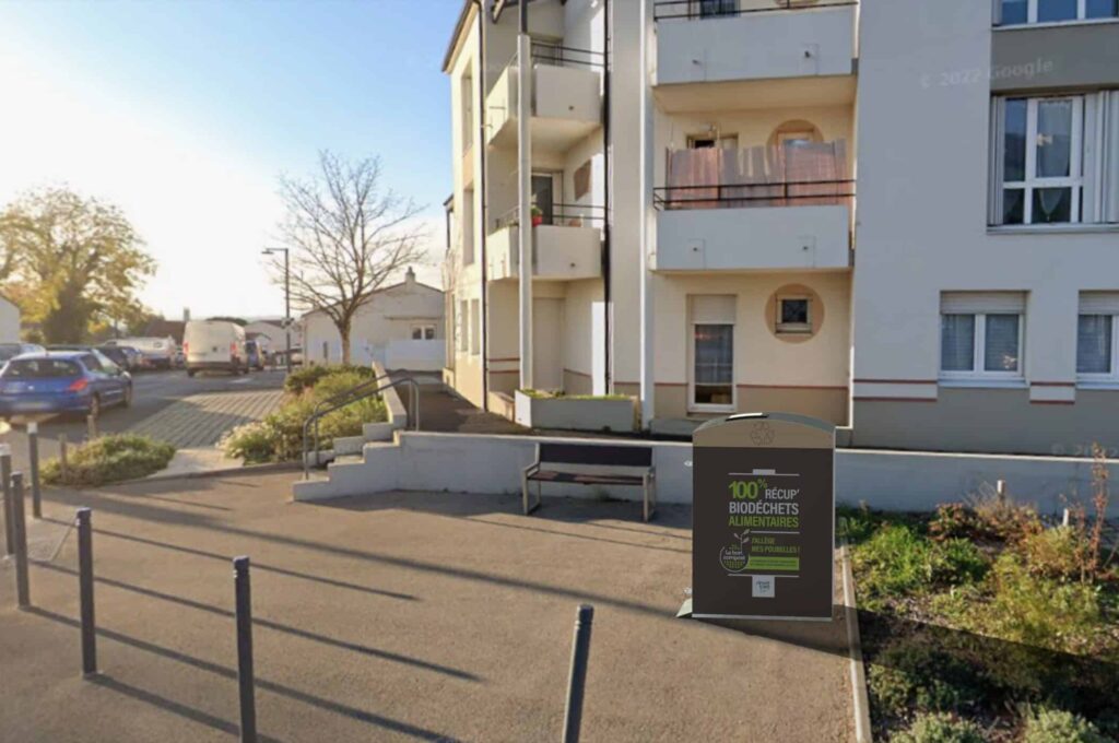 Abri bac biodéchets Biodflux - Intégration paysagère ville