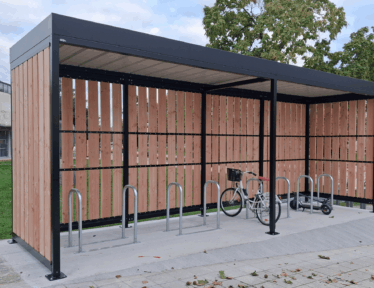 Abri vélo ouvert bois avec bornes