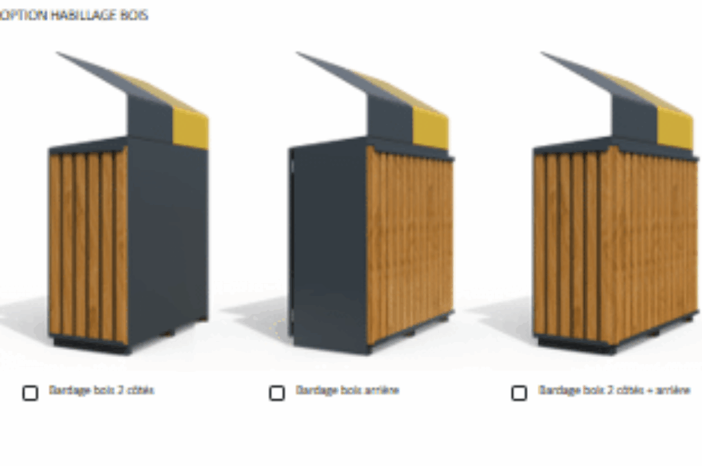 Corbeflux-corbeille tri selectif exterieure - option habillage bois -