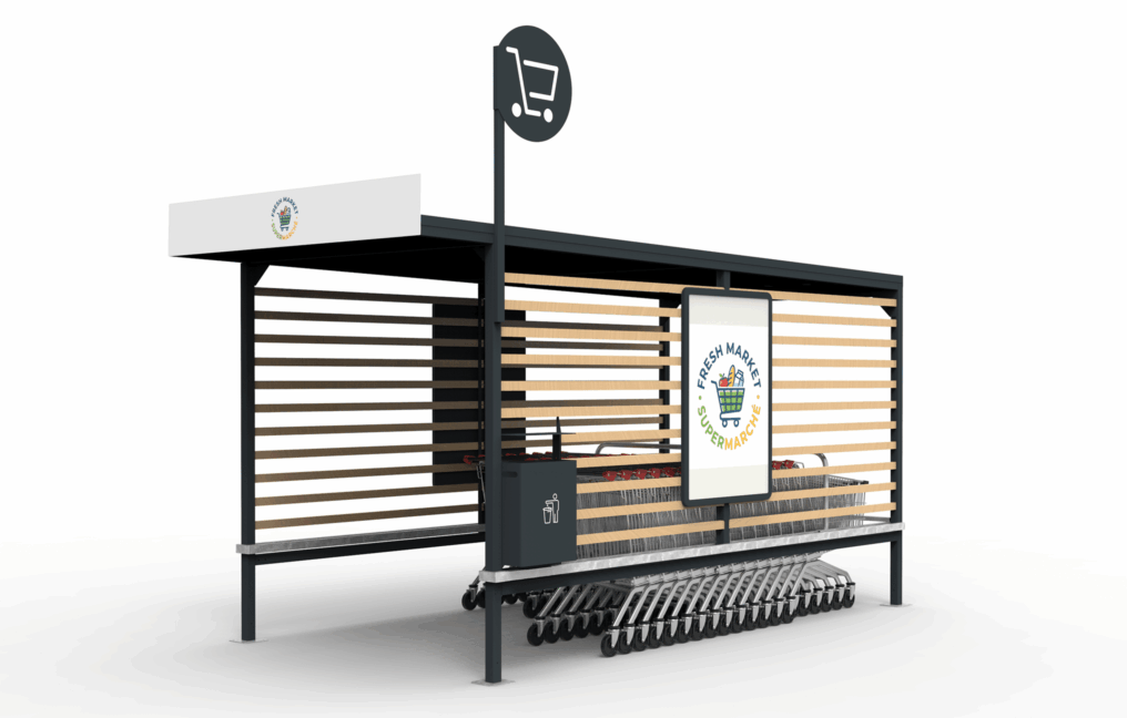Abri chariots bois et tôle Labège 3D
