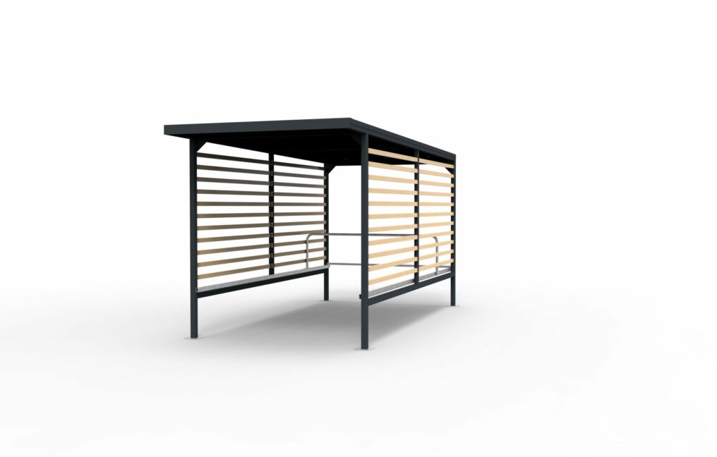 Abri chariots simple Labège bois 3D