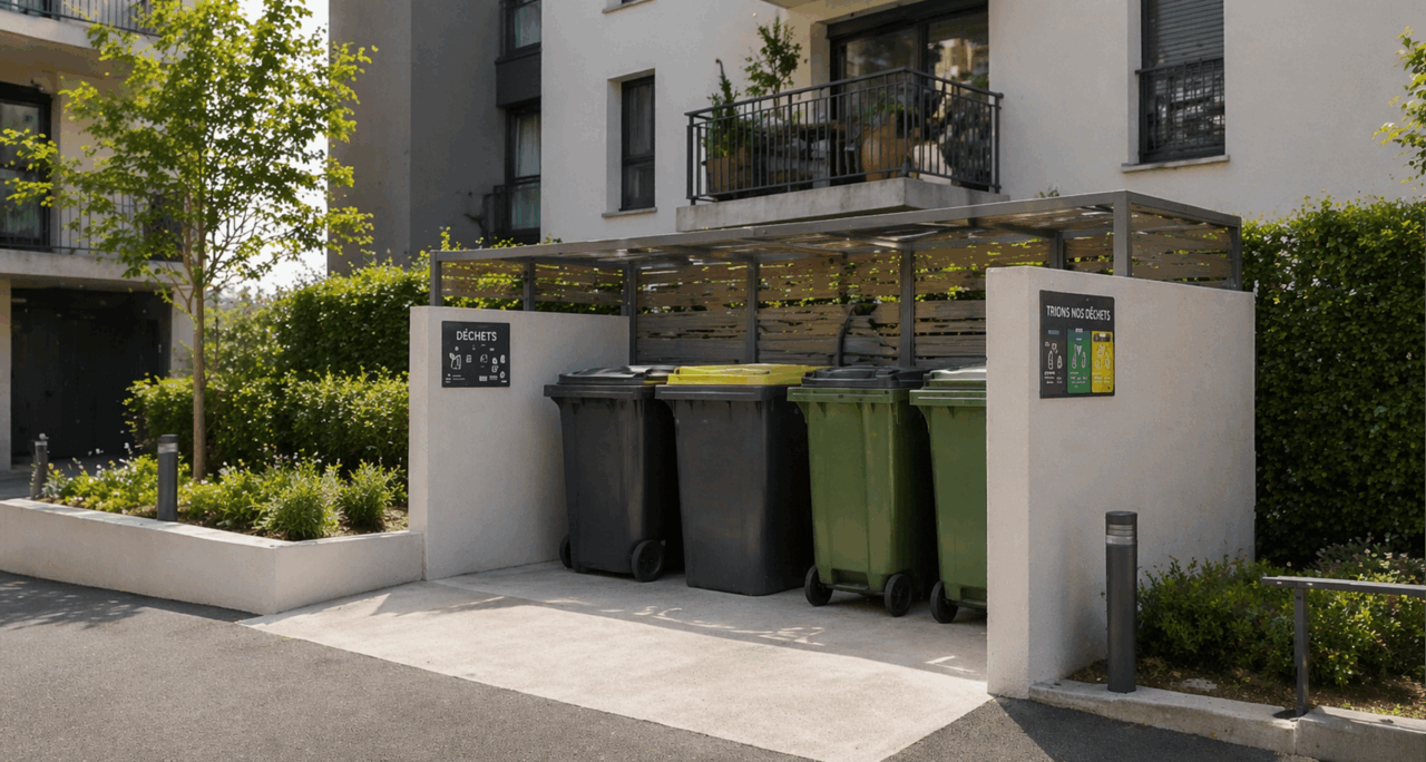 Espace déchets en résidence d'immeubles